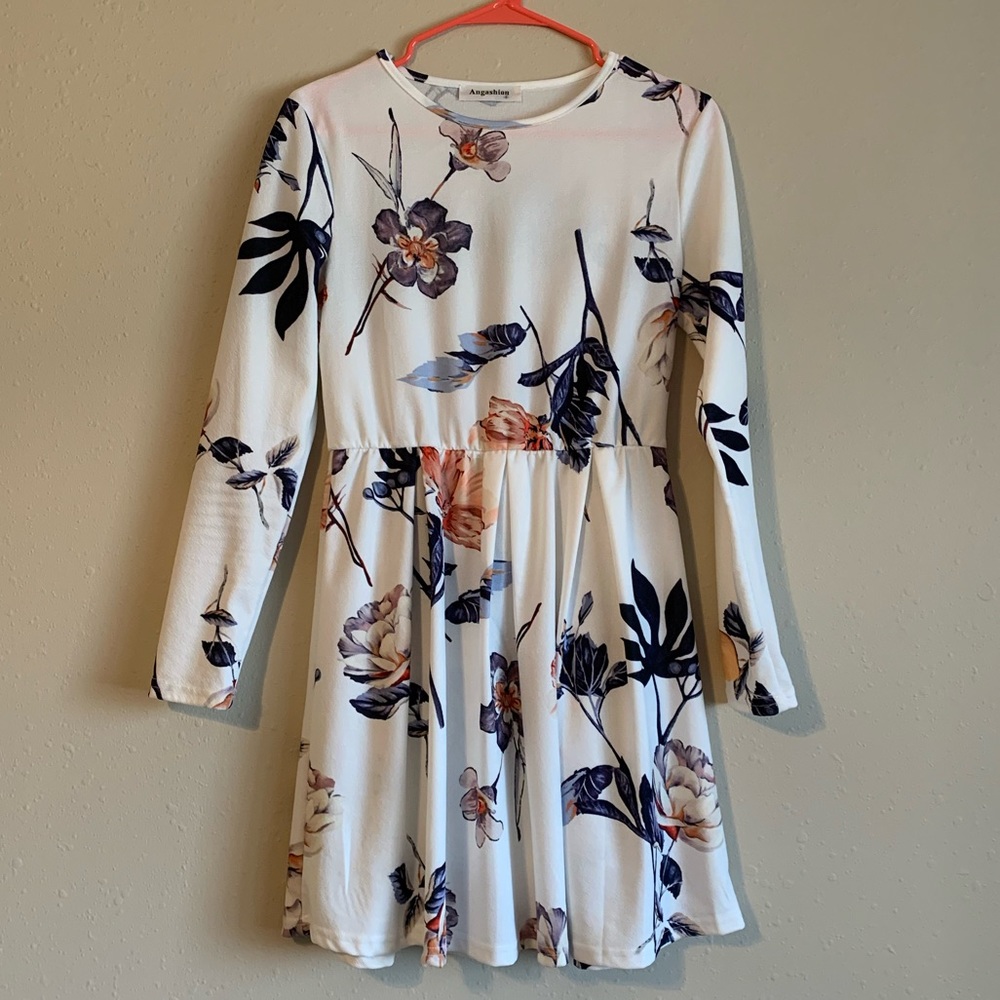 White floral mini dress